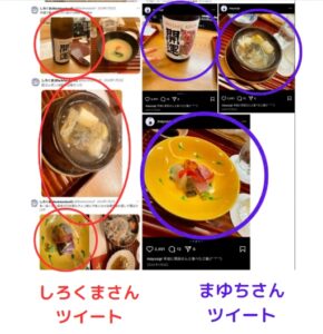 しろくまとまゆちのツイートの類似点比較